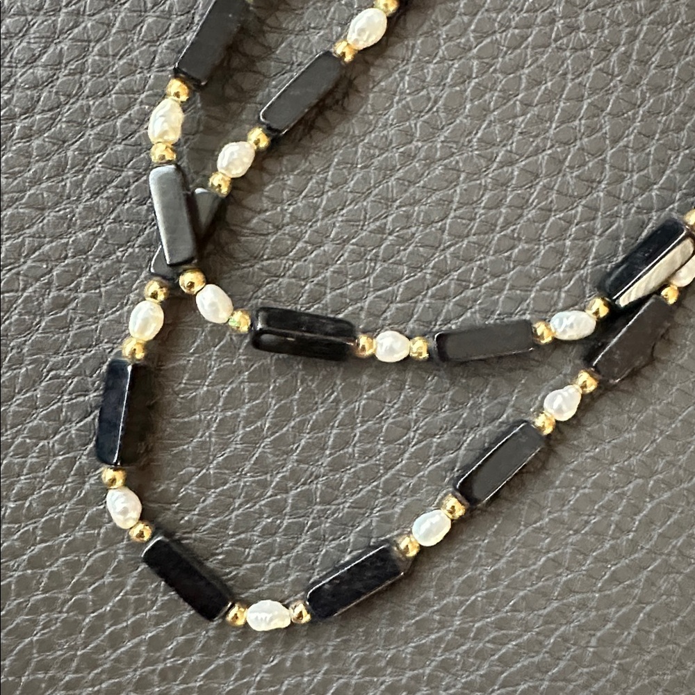 Vintage 32” Black Onyx Necklace